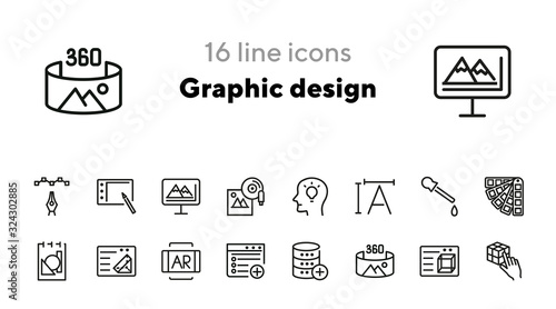 Graphic design line icon set. Creativity, interface, drawing. Inspiration concept. Can be used for topics like program, art, web design