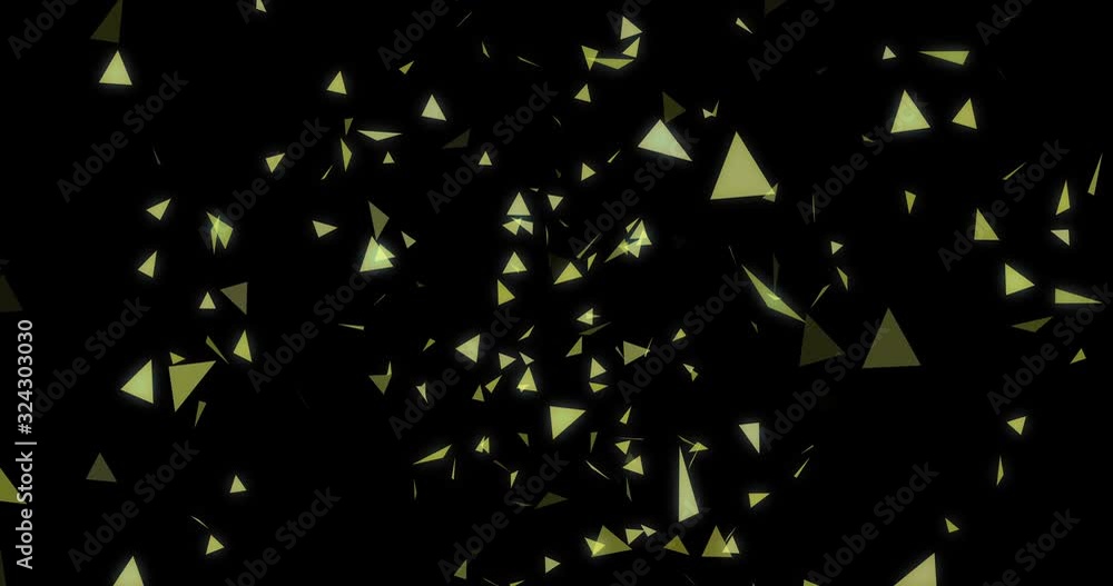 Stars, many animated triangular gold graphics on a black background. Stars, many animated triangular gold graphics on a black background.