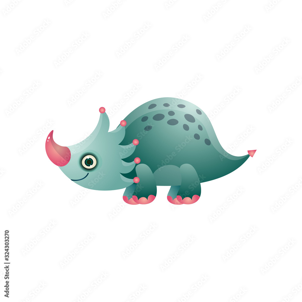 Fototapeta premium Cute colorful triceratops dinosaur dotted and lovely animal