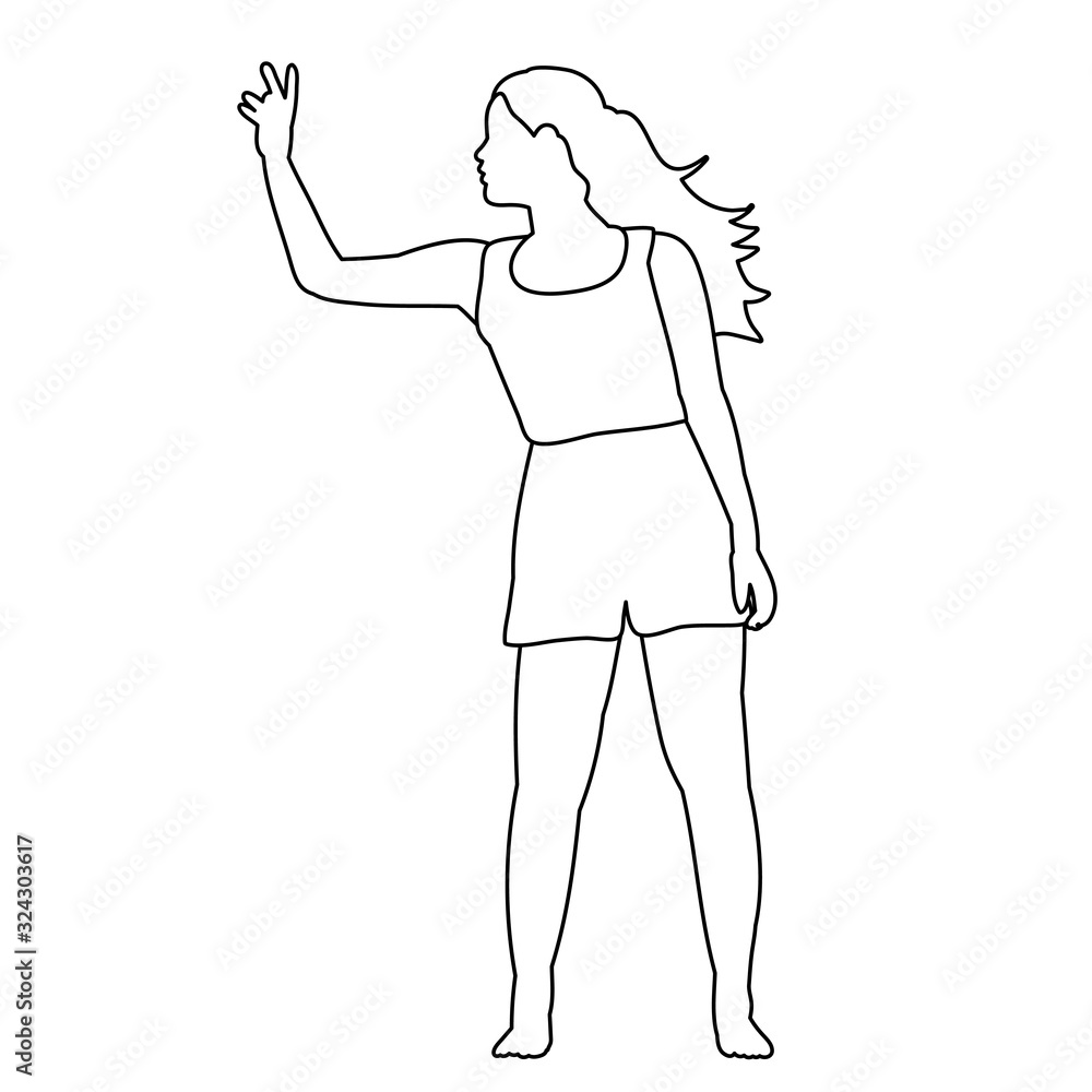 line drawing of a dancing woman on a white background line drawing of a dancing woman on a white background