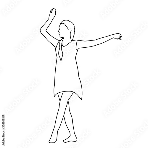 line drawing of a dancing woman on a white background