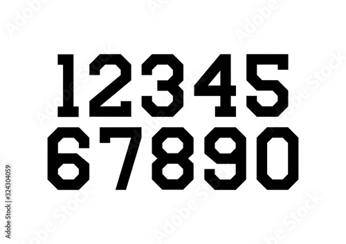 Set of numbers with black typography design elements