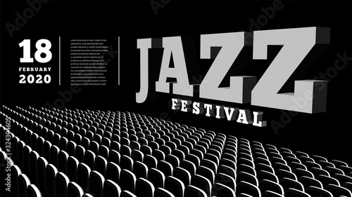 Jazz music festival. Concert Hall. Vector 3d illustration.