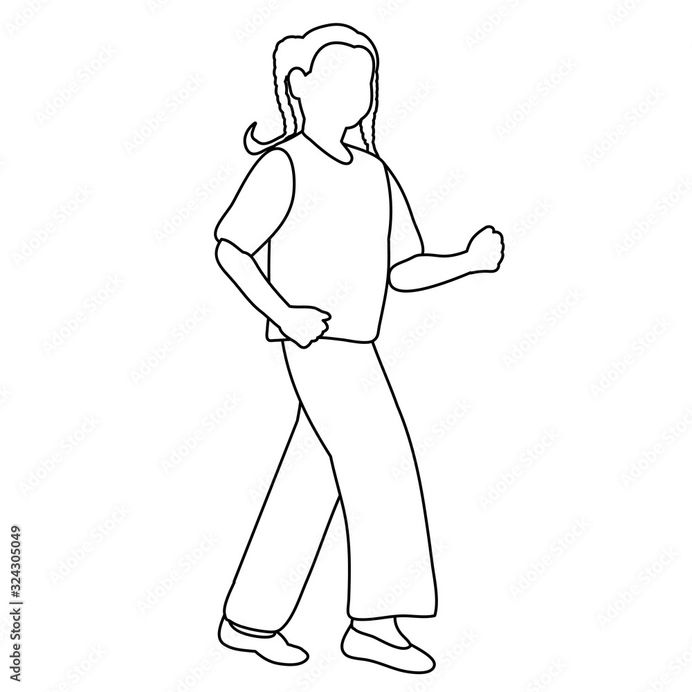 line drawing of a dancing woman on a white background