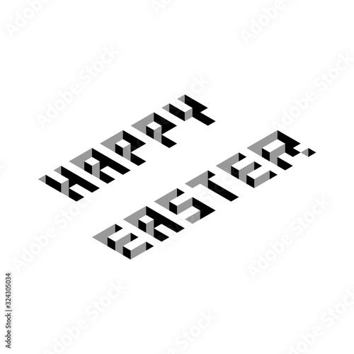 axonometric text HAPPY EASTER vector