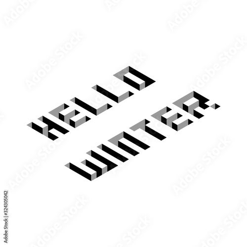 axonometric text HELLO WINTER vector