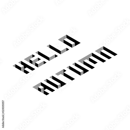 axonometric text HELLO AUTUMN vector
