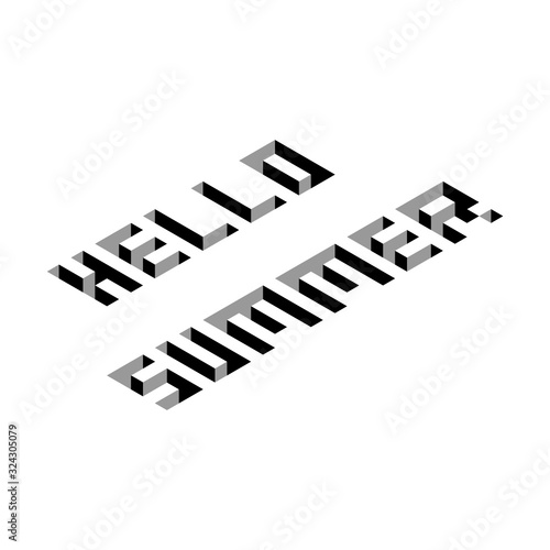 axonometric text HELLO SUMMER vector