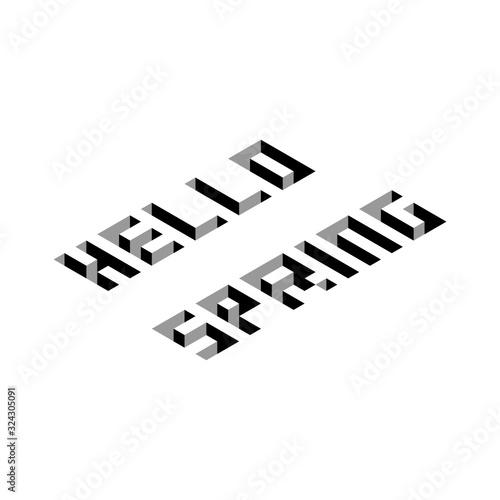 axonometric text HELLO SPRING vector