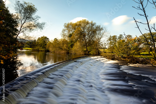 Weir on the river Wharfe at Burley in Wharfedale