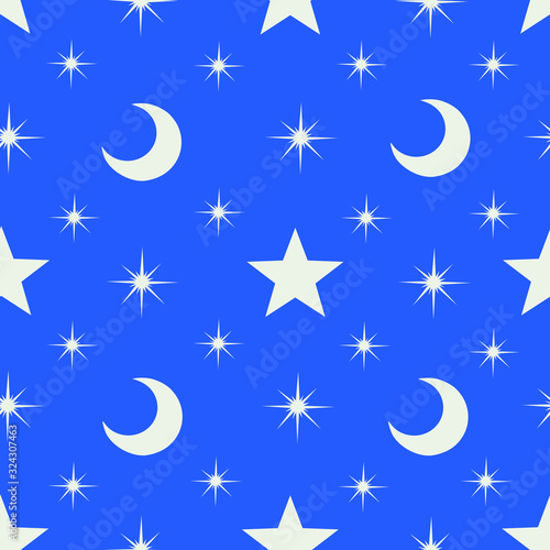 star & moon blue pattern