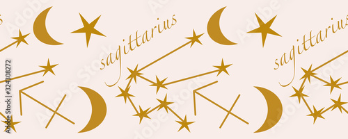 horizontal border with sagittarius elements