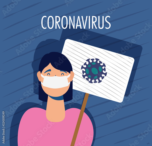 woman with coronavirus protest banner