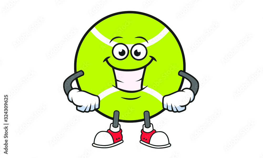 Illustration Vector of tennis ball cartoon characters flat design Perfect for T Shirt design,logo,sticker