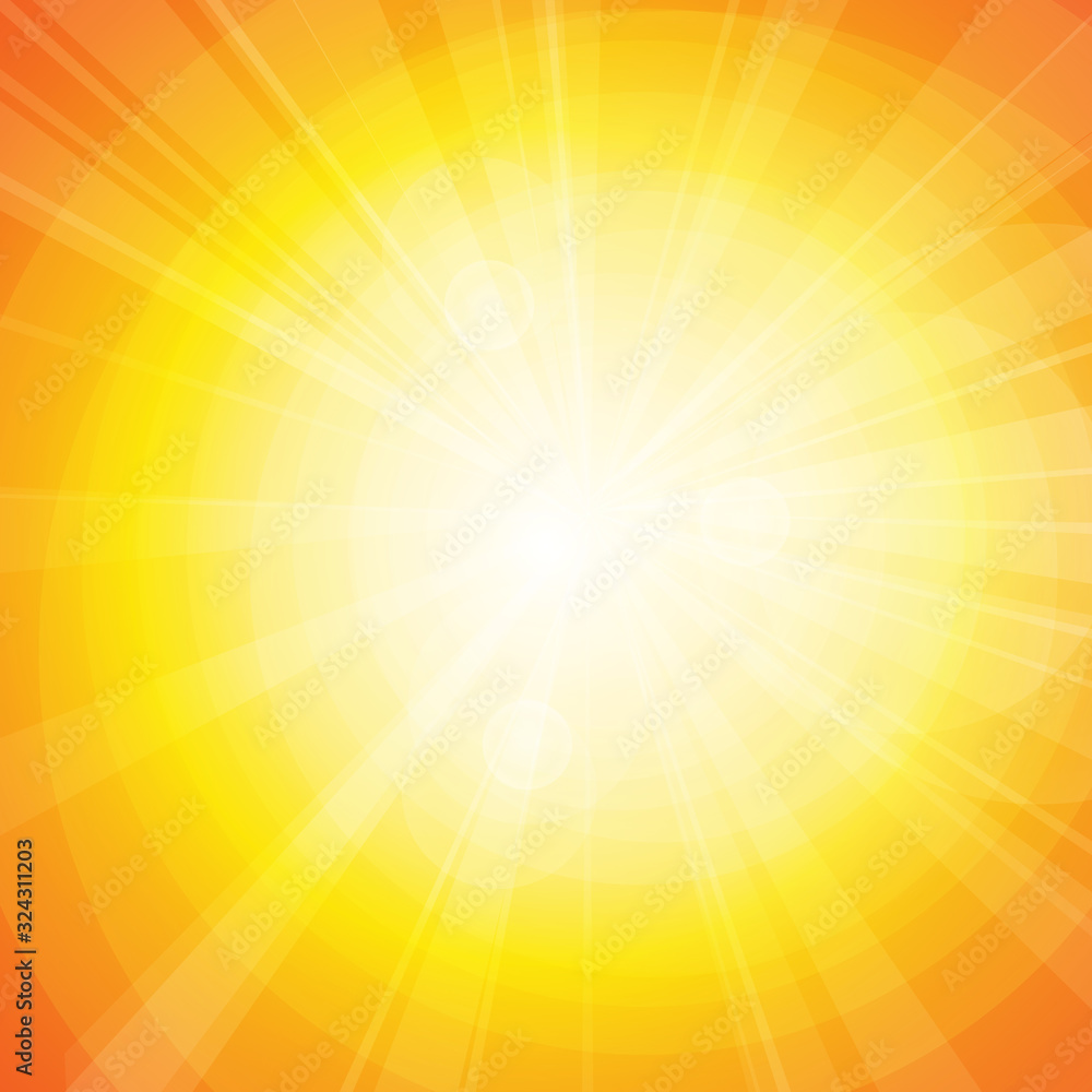 Vector : Sun and lens flare on orange background Vector : Sun and lens flare on orange background