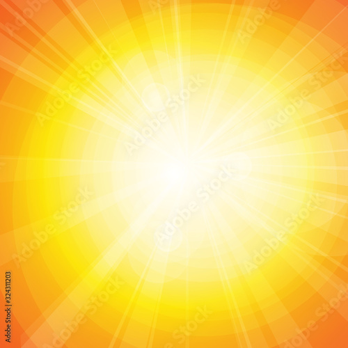 Vector : Sun and lens flare on orange background