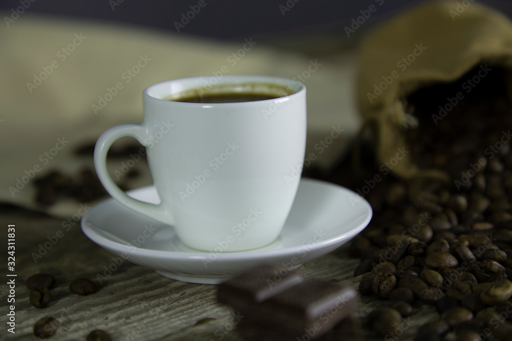 Fototapeta premium cup of coffee with grain