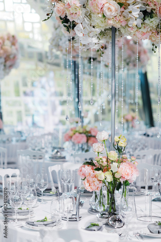 Table setting for wedding celebration © shumovdenis