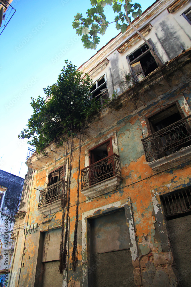 Colorful views,  architecture, buildings, ocean,  in Havana, Cuba