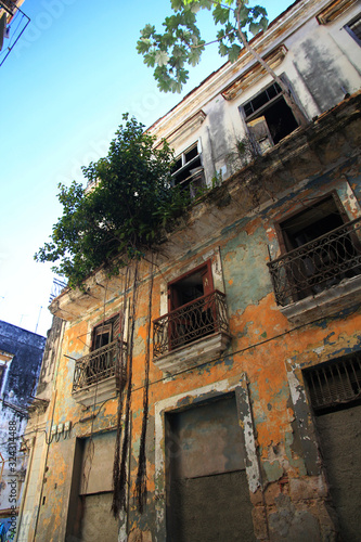 Colorful views, architecture, buildings, ocean, in Havana, Cuba