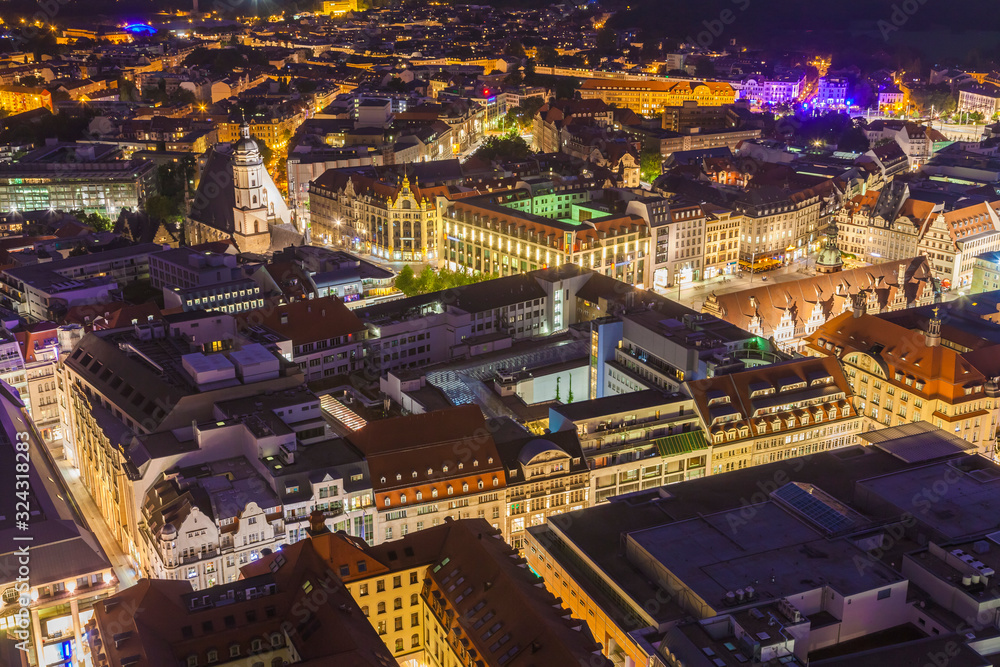 Germany, Saxony, Leipzig, City center at dusk Germany, Saxony, Leipzig, City center at dusk