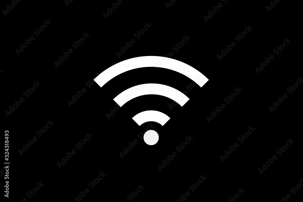 Wireless WiFi logo isolated on black background Wireless WiFi logo isolated on black background