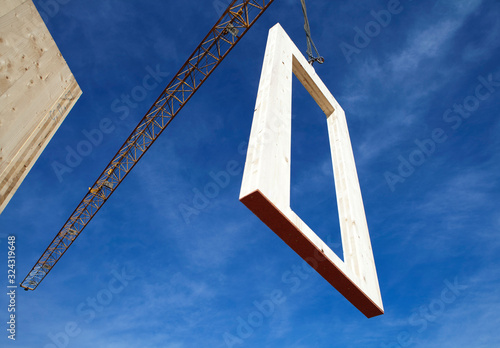Austria, Cranes lifting Framing components