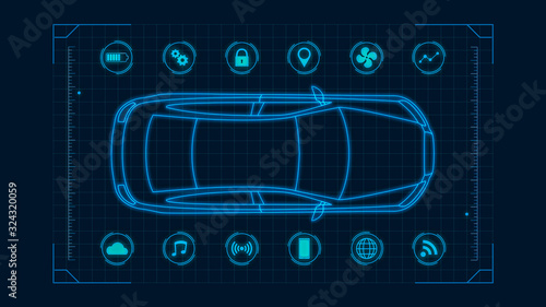 Φωτογραφία futuristic hud template for an electric car connected online, concept of modern