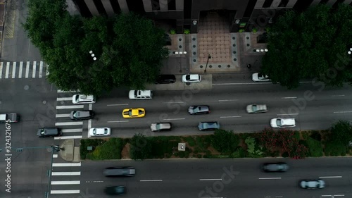 aerial drone traffic downtown new orleans hyperlapse poydras
