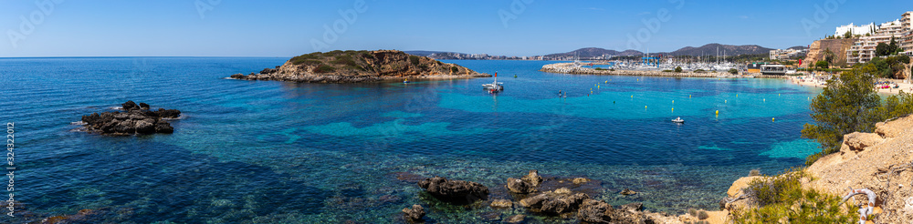 Panoramic view of the beach Portals Nous of Mallorca, Spain