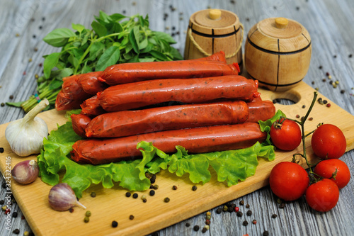 Sausage sausages and vegetables