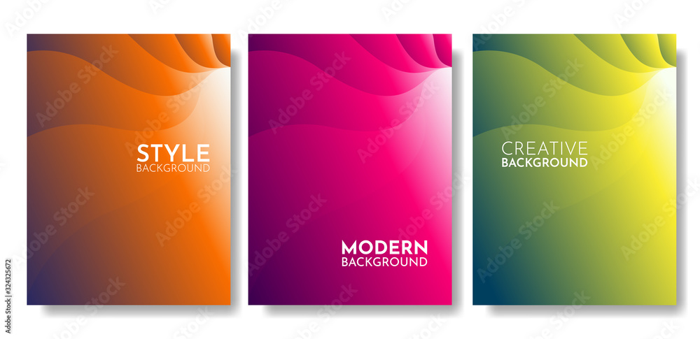 Modern style creative colorful flow poster. Wave Liquid shape in background. Art design for your design project. Colorful halftone gradients. Future geometric patterns. Eps10 vector. Illustrations set