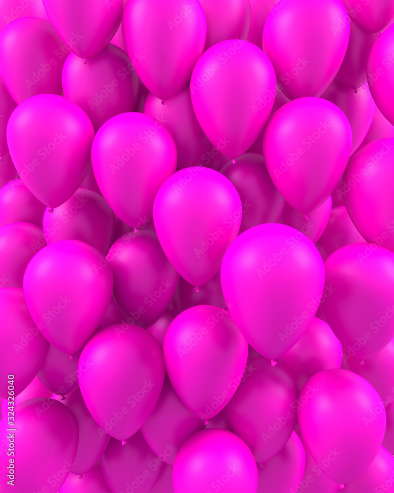 pink color balloons 3d illustration