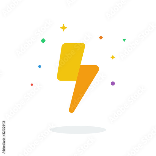 Unique flying Fast Lightning Bolt flat badge icon vector for website