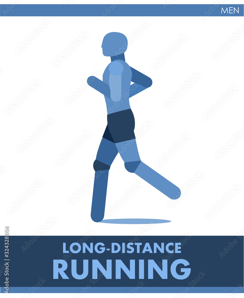 Long-distance running. Long race. Run. Athletics. Cross-country sports; racing competition. The symbolic image. One of a series. Male. International sports. Vector. Isolated on a white background. Long-distance running. Long race. Run. Athletics. Cross-country sports; racing competition. The symbolic image. One of a series. Male. International sports. Vector. Isolated on a white background.