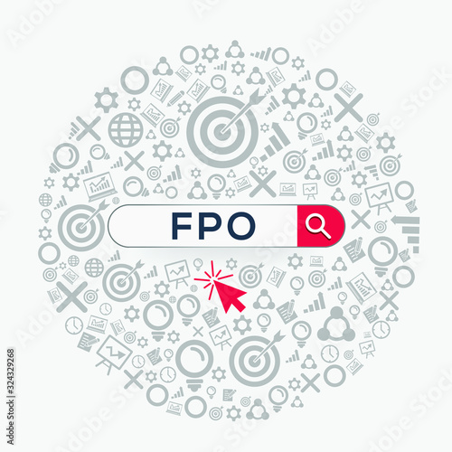 FPO mean (follow on public offer) Word written in search bar,Vector illustration.