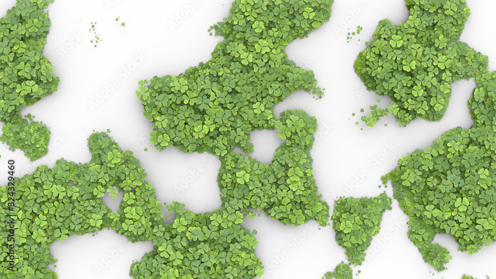 Green clover covering the screen. 3D rendering. Green clover covering the screen. 3D rendering.