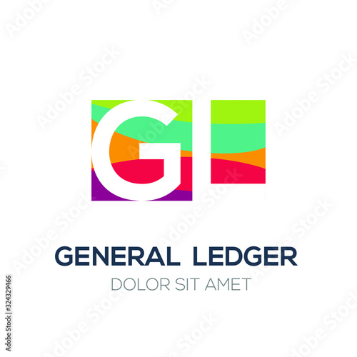 Creative colorful logo , GL mean (general ledger) .