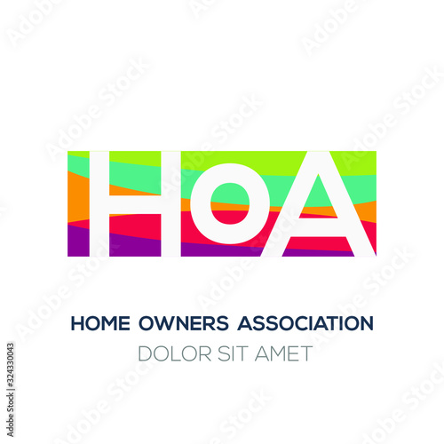 Creative colorful logo , HOA mean (home owners association) .