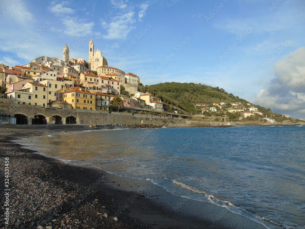 Cervo ligure, Italy – 02/13/2020: The village of Cervo on the Italian Riviera in the province of Imperia, Liguria, Italy