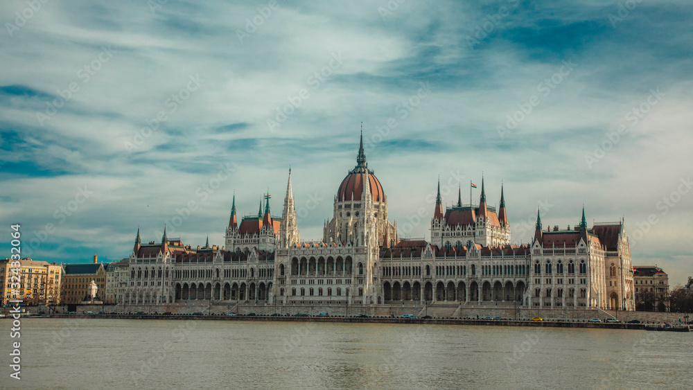 Budapest Parliament Building against the sky Budapest Parliament Building against the sky
