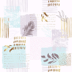 Sierkussen Tropische bladerprint patronen Exotische flora met gouden glitterdetails  © Tolchik