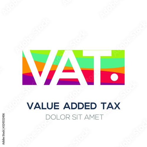Creative colorful logo , VAT mean (value added tax) .