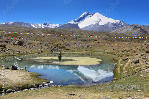 Kang Yatse I and II summits (6496m and 6250m) along Markha valley trek, Ladakh, India photo