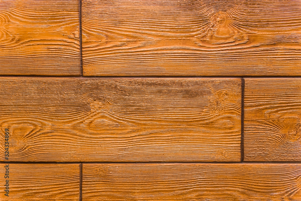 Naklejka premium Orange wood texture, wooden design element, brown board for floor or table, background