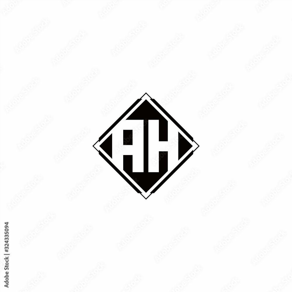 Monogram logo design with diamond square shape Monogram logo design with diamond square shape