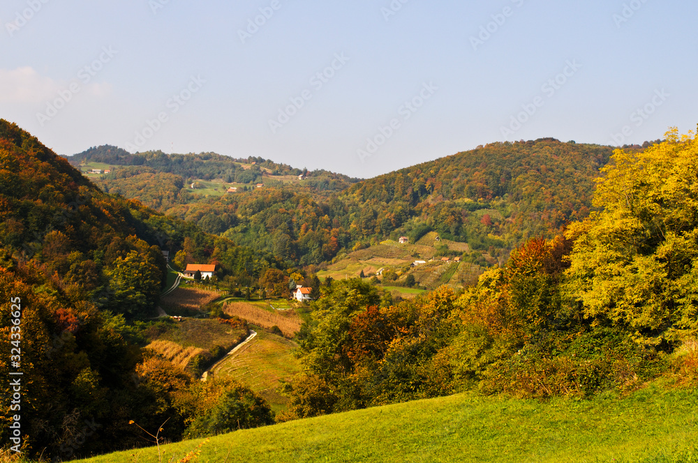 Autumn landscape in the Northen County of Zagorje, Croatia