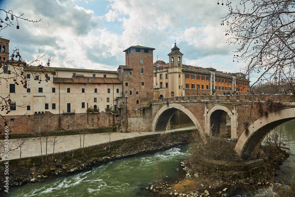 Bridge in the old district in Rome