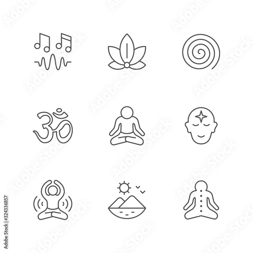 Set line icons of meditation and yoga