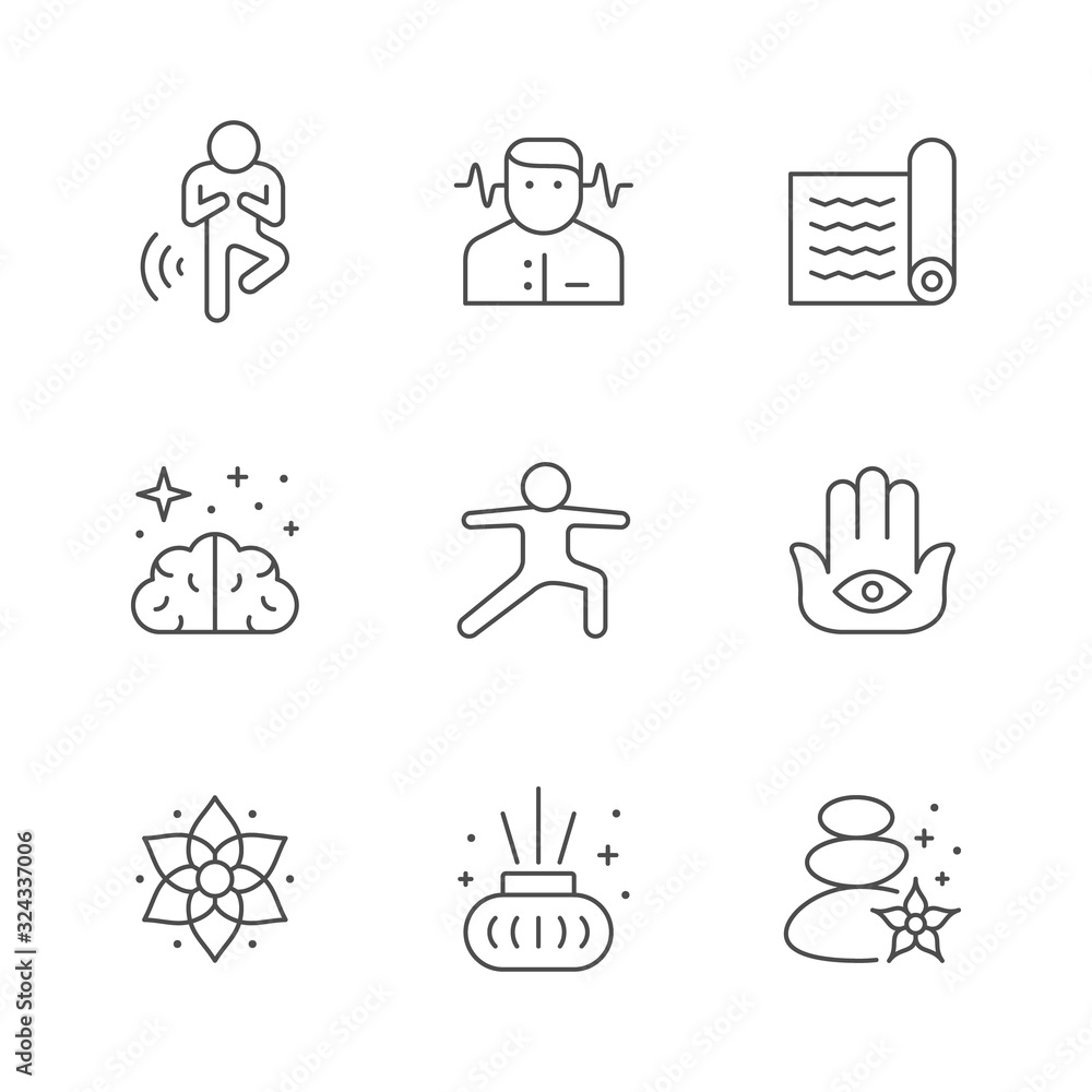 Set line icons of meditation and yoga Set line icons of meditation and yoga